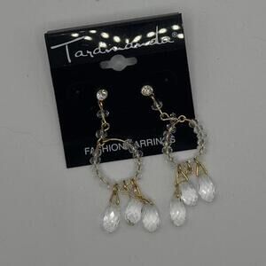Taramanda Gold & Crystal Dangle Hoop Earrings – NWT